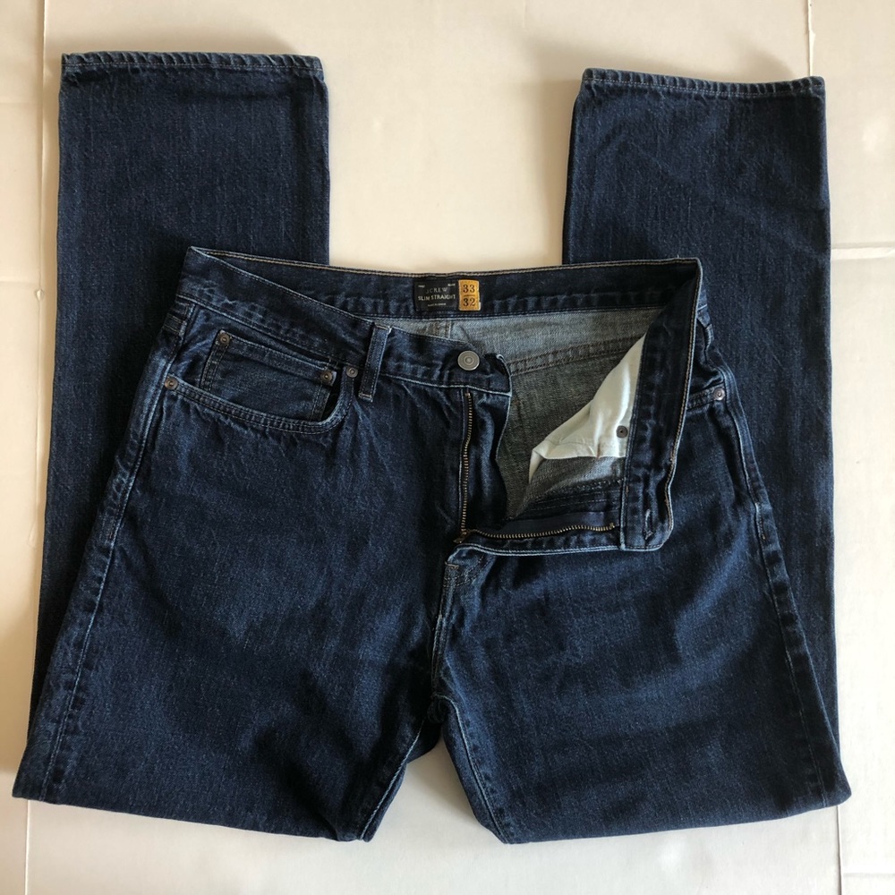 J Crew Slim Straight Dark Wash Jeans Size 33